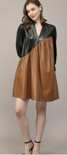 Load image into Gallery viewer, Fate color block faux leather dress
