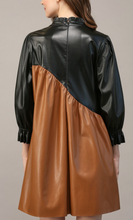 Load image into Gallery viewer, Fate color block faux leather dress
