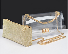 Load image into Gallery viewer, Transparent Crossbody Bag w removable/ Rhinestone Clutch
