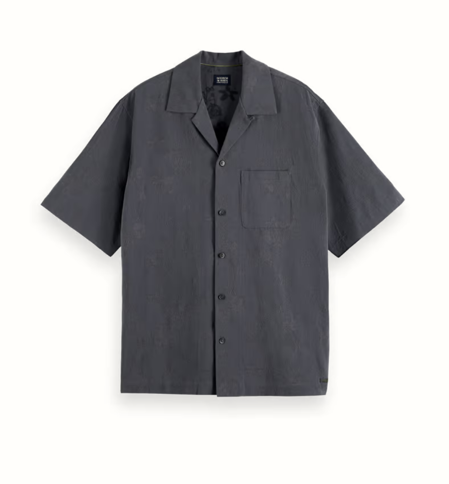 S&S Moody Grey Relaxed Fit Tonal Jacquard Shirt