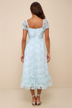 Load image into Gallery viewer, Lulus Notable Elegance Mint Mesh Floral Applique Bustier Midi Dress
