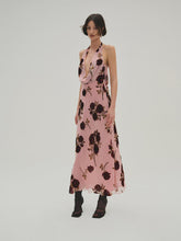 Load image into Gallery viewer, For Love &amp; Lemons Rose Velvet Halter Maxi Dress
