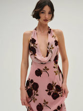 Load image into Gallery viewer, For Love &amp; Lemons Rose Velvet Halter Maxi Dress
