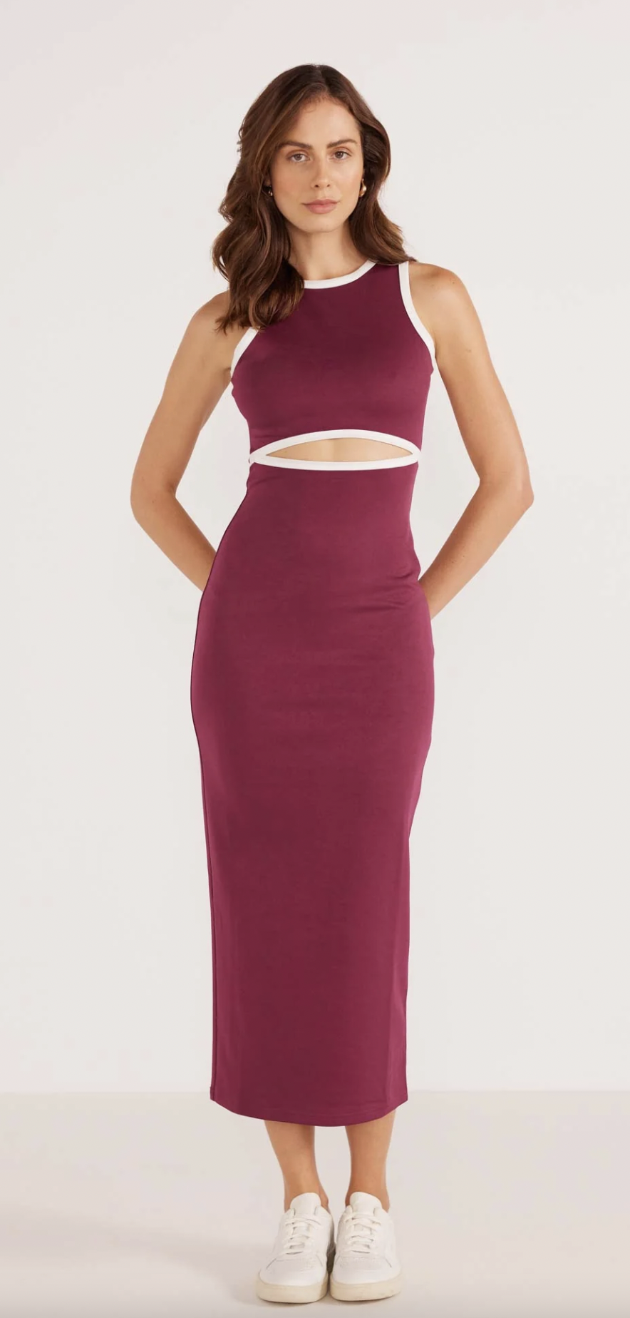 Mink Pink Stacy Contrast Bind Midi Dress