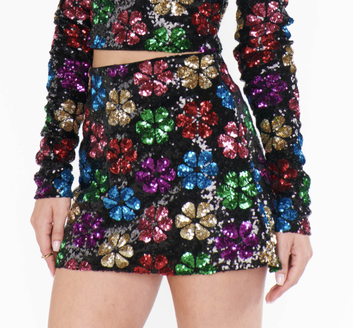 Mumu all night flower sequin skort