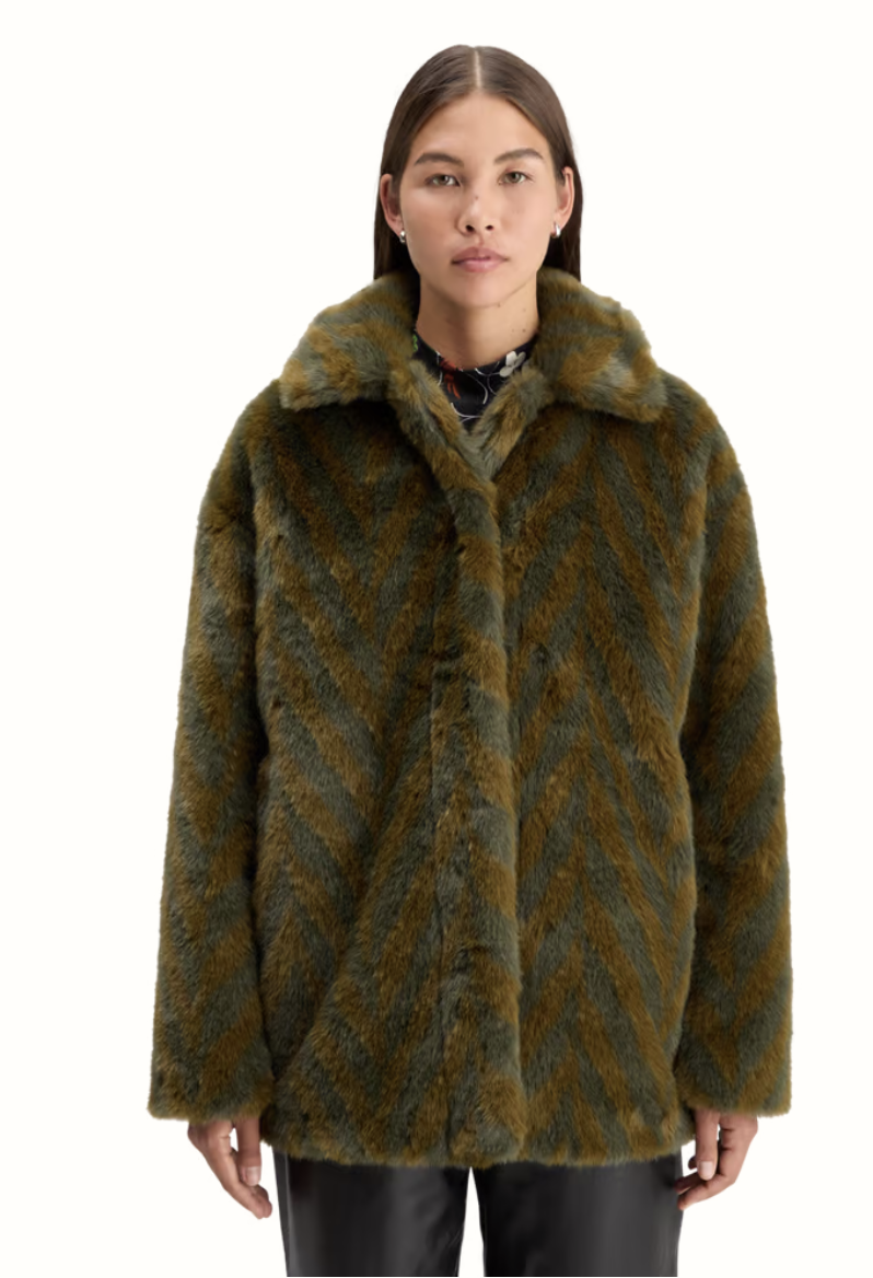 Scotch & Soda A-Line Faux Fur Coat