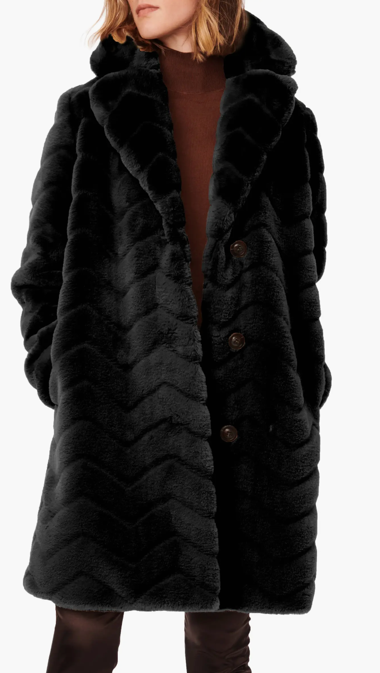 Bernardo Zigzag Vegan Fur Coat