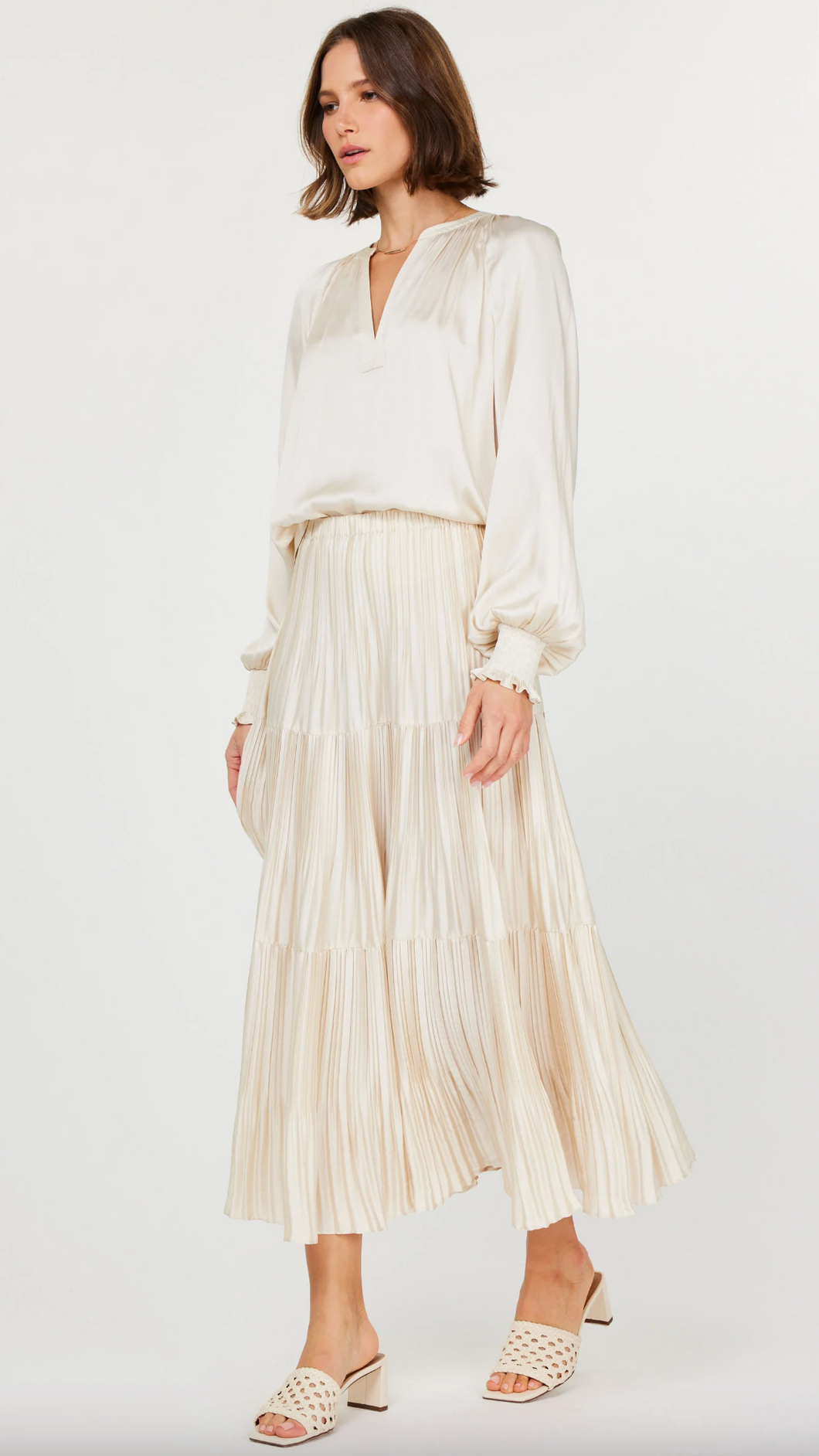 Current Air Pleated Tiered Midi Skirt